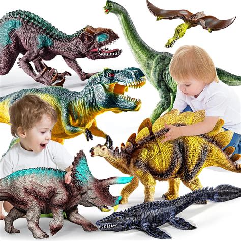 Temi 7 Piece Jumbo Dinosaur Toys For Kids Realistic