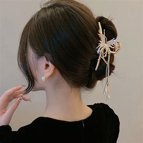 Haimeikang Butterfly Rhinestone Hair Crabs Clip Women Golden Fashion