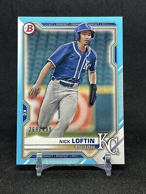 2021 Bowman Paper Sky Blue Parallel Prospect Nick Loftin BP 144 Royals