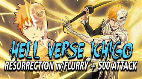 Hell Verse Ichigo Gameplay W Flurry 500 Attack Bleach Brave Souls