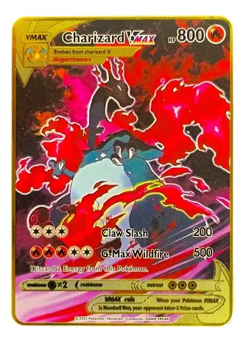 Carta Pokemon Em Metal Charizard Vmax Hp Colecionador