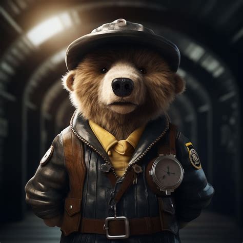 Un Oso Vistiendo Un Uniforme De Piloto Foto Premium