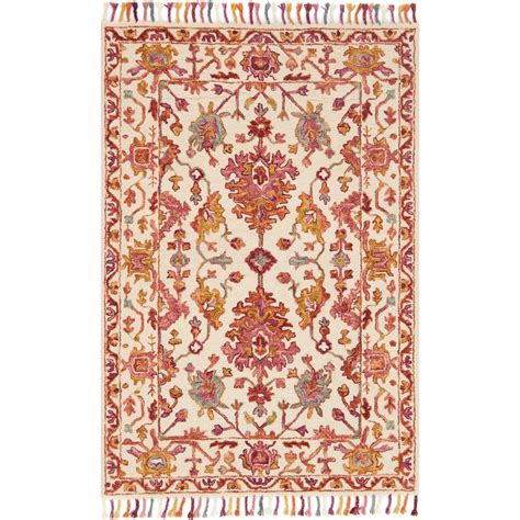 Sahara Botanical Berry Hand Hooked Wool Area Rug Ashley Area Rugs