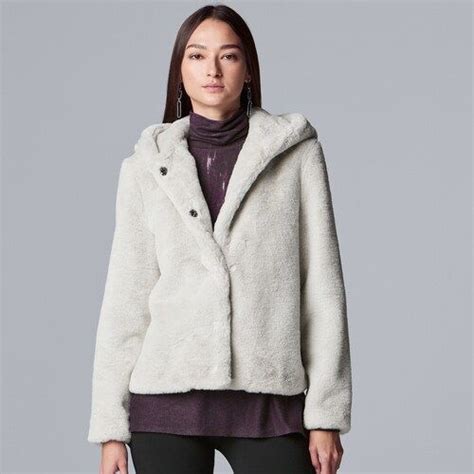 Womens Simply Vera Vera Wang Faux Fur Jacket Simply Vera Wang Faux