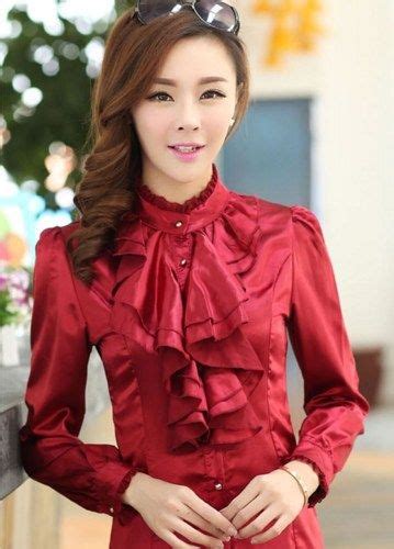 Ruffled Red Elegant Chiffon Blouse For Women Ruffled Red Blouse Sariasknitncrochet Clothing