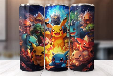 4 Pokemon Tumbler Wrap 20oz Skinny Tumbler Pokemon Wrap PNG Tumbler