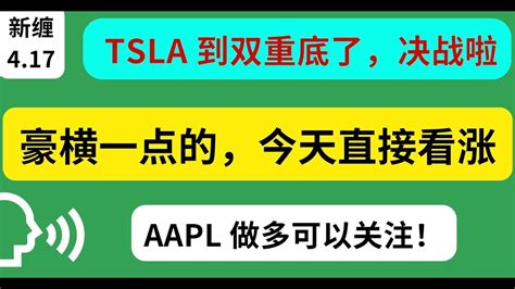 美股豪横的今天看涨TSLA终到双重底多空决战AAPL做多关注长期TSLA NVDA AAPL QQQ MSFT SMCI MARA