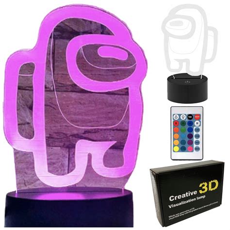 Lampka Nocna Biurkowa AMONG 3D Kolory LED Dla GRACZA PILOT HOLOGRAM