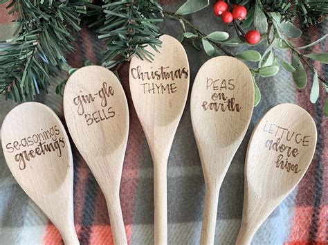 Woodburned Christmas Spoons Christmas Puns Gift Exchange Girl Gift