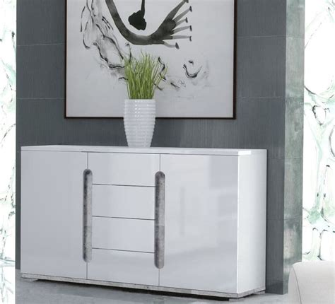 Lorenz High Gloss White and Grey Wide Large Sideboard T46 3020 | Black gloss furniture, Glass ...