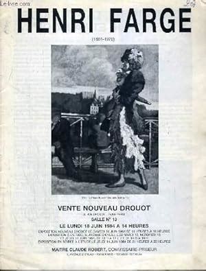 Catalogue De Vente Aux Encheres Nouveau Drouot Henri Farge