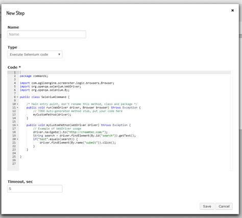 Executing Custom Selenium Code