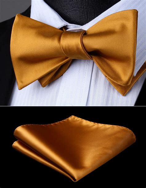 Bow Tie Handkerchief Set Men Woven Party Wedding Light Brown Solid Self Bow Tie Pocket Square