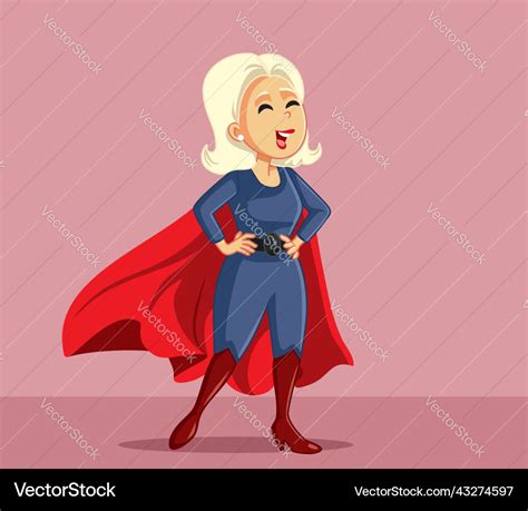 Confident woman wearing superhero cape cartoon Vector Image