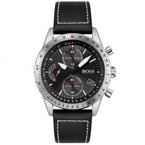 Hugo Boss Pilot Edition Chronograph Gents Watch With Black Leather