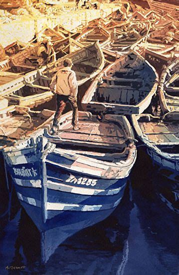 Essaouira Harbor In Boat Art Watercolor Painting Techniques