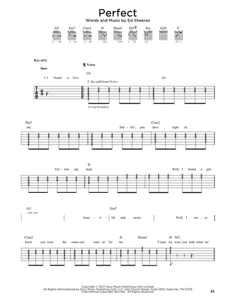 Perfect By Ed Sheeran Guitar Lead Sheet Guitar Instructor