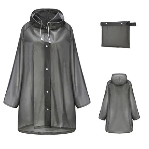 Waterproof Rain Poncho Reusable Raincoat With Hood Eva Elastic Sleeves