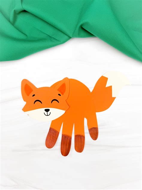 Adorable Handprint Fox Craft For Kids Free Template