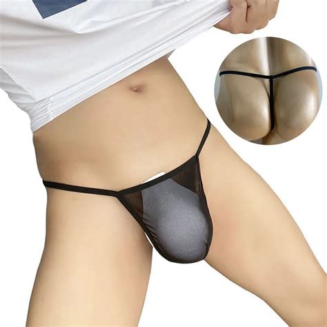 String Sexy Pour Homme Lingerie Transparente Slip En Maille Sangle Fine Culotte Taille Basse