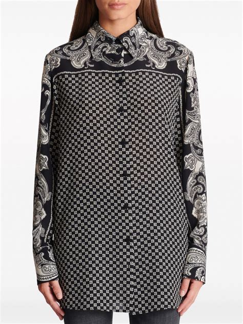 Balmain Camisa De Seda Con Estampado De Cachemira Negro Farfetch Mx