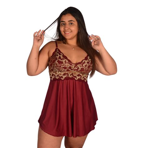 Camisola Feminina Plus Size Lisa De Romantic Sem Bojo Sexy Com Detalhes Em Renda Lingerie Linha