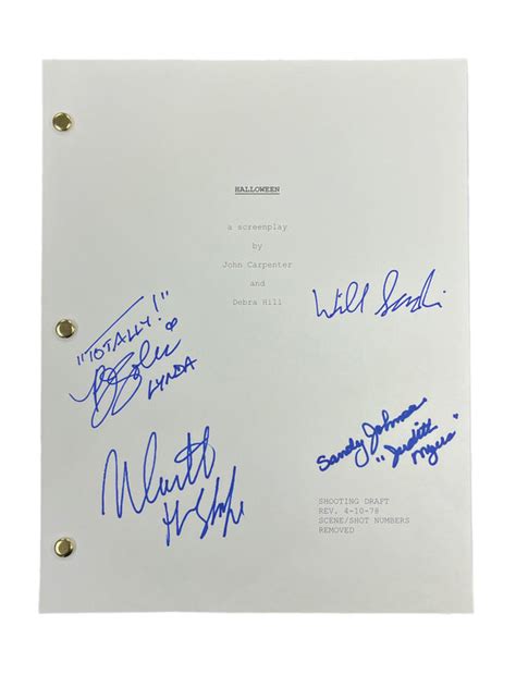 Halloween Cast Autographed Script by Nick Castle, PJ Soles, Sandy John – Icon Autographs