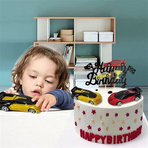 Cars Cake Topper Model Racing Car Chequered Flag Sports Them Mercadolibre