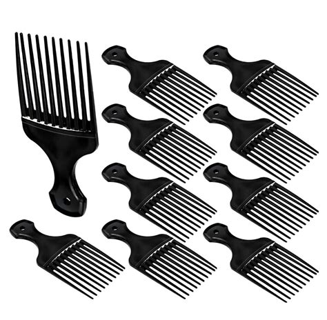 Plastic Hair Pick Comb Wide Tooth Afro Lift Picks Pack Of 10 Combs