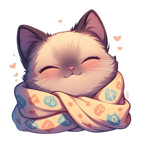 Ragdoll Cat Snuggling In A Blanket Premium Ai Generated Vector