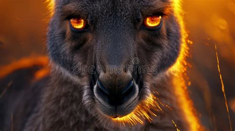 Kangaroo S Eyes Glow With An Intense Orange Light Against A Backdrop Of