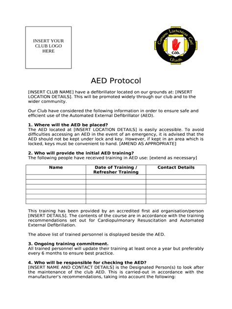 Aed Protocol Doc Template Pdffiller