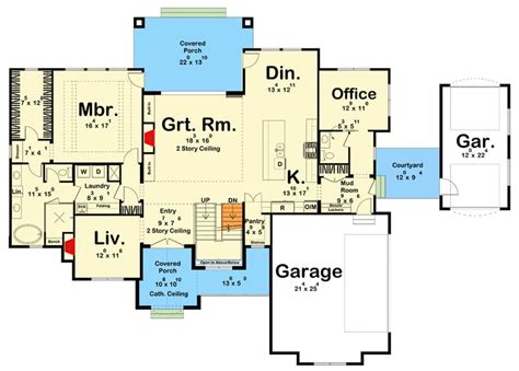 Bed Mediterranean House Plan With Two Story Great Room Sq Ft