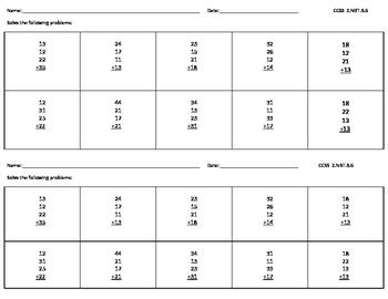 Adding Two Digit Numbers Worksheet