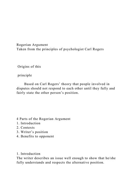 Rogerian Argumenttaken From The Principles Of Psychologi Docx