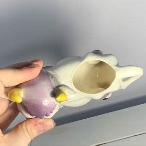 Vintage Dining Vintage Cow Creamer Ceramic Purple Spotted Bell