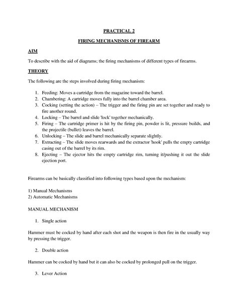 Firing mechanism of firearms - PRACTICAL 2 FIRING MECHANISMS OF FIREARM ...