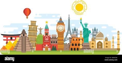 World Famous Travel Landmark International Symbols Vector Tourism