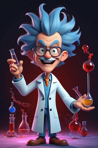 Premium Photo Mad Scientist Cartoon Character D Animation