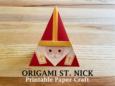 Saint Nicholas Craft Catholic Origami St Nick Printable Paper Ornament