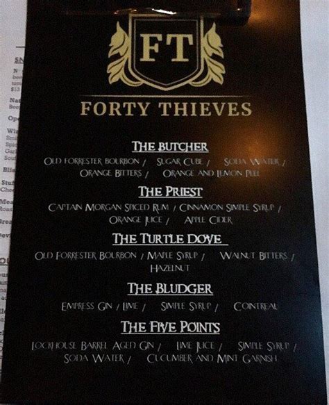 Menu At Forty Thieves Pub And Bar Buffalo