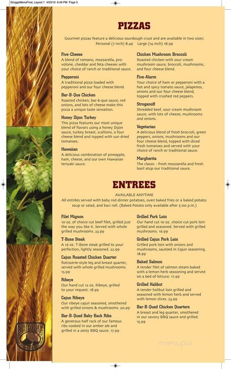 Menu of Groggs in Price, UT 84501