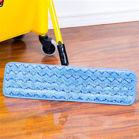 Rubbermaid Fgq41500bl00 Hygen 18 Microfiber Damp Mop Pad With Scrubber