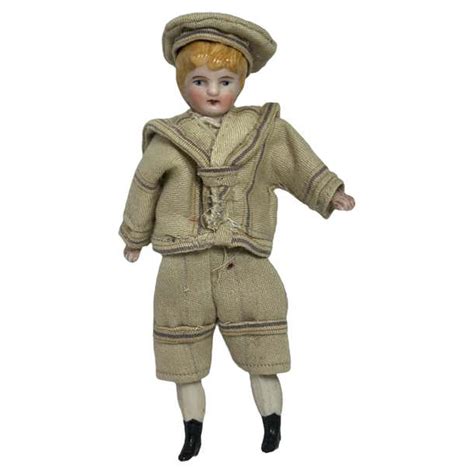 Boy Dressed In Sailor Outfit Antique German Dollhouse Doll Toy 1900s