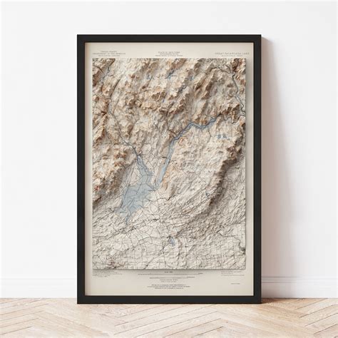 Great Sacandaga Lake, NY - Vintage Shaded Relief Map (1902) – Pure