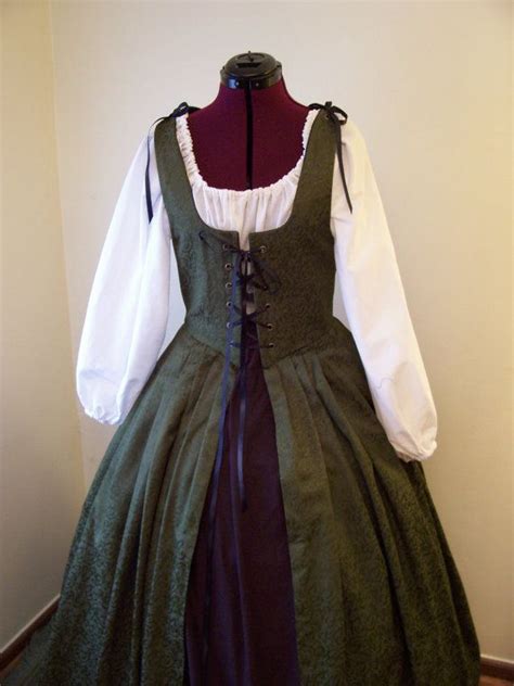 Green Renaissance Gown Dress Overdress Costume Sca Garb Ready Etsy