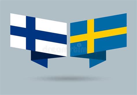 Finland And Sweden Flags Finnish And Swedish National Symbols Vector