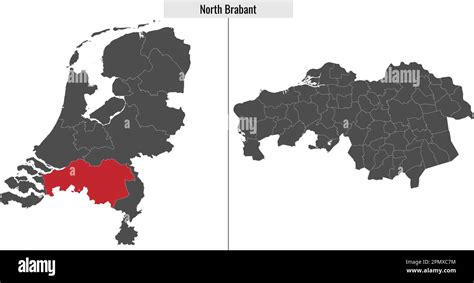 Map Of North Brabant Region Of Netherlands And Location On Dutch Map