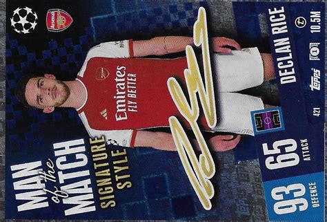 Match Attax UCL UEL UECL 2023 24 MotM Signature Style Arsenal Rice