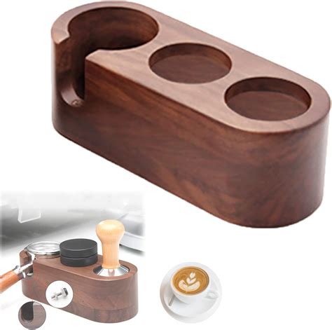 Coffee Tamper Holder Rack Wooden Espresso Tamping Station Hole Coffee